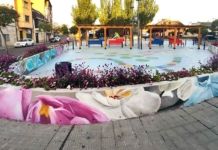 El mural «Raíces y brotes» culmina la transformación de la plaza de Canteras del Raposo en el barrio de Pinilla