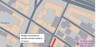 Aviso de corte de tráfico en la calle Santa Teresa de Zamora por las obras de la red de calor