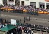 La Guardia Civil desfila junto a la muralla de Zamora en la celebración de la festividad del Pilar
