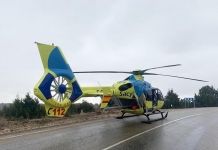 Un motorista herido grave tras sufrir una caída en Villalpando y ser evacuado en helicóptero a Valladolid