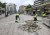 El Ayuntamiento inicia la reparación del paseo central de la plaza de La Marina tras finalizar la feria Fromago